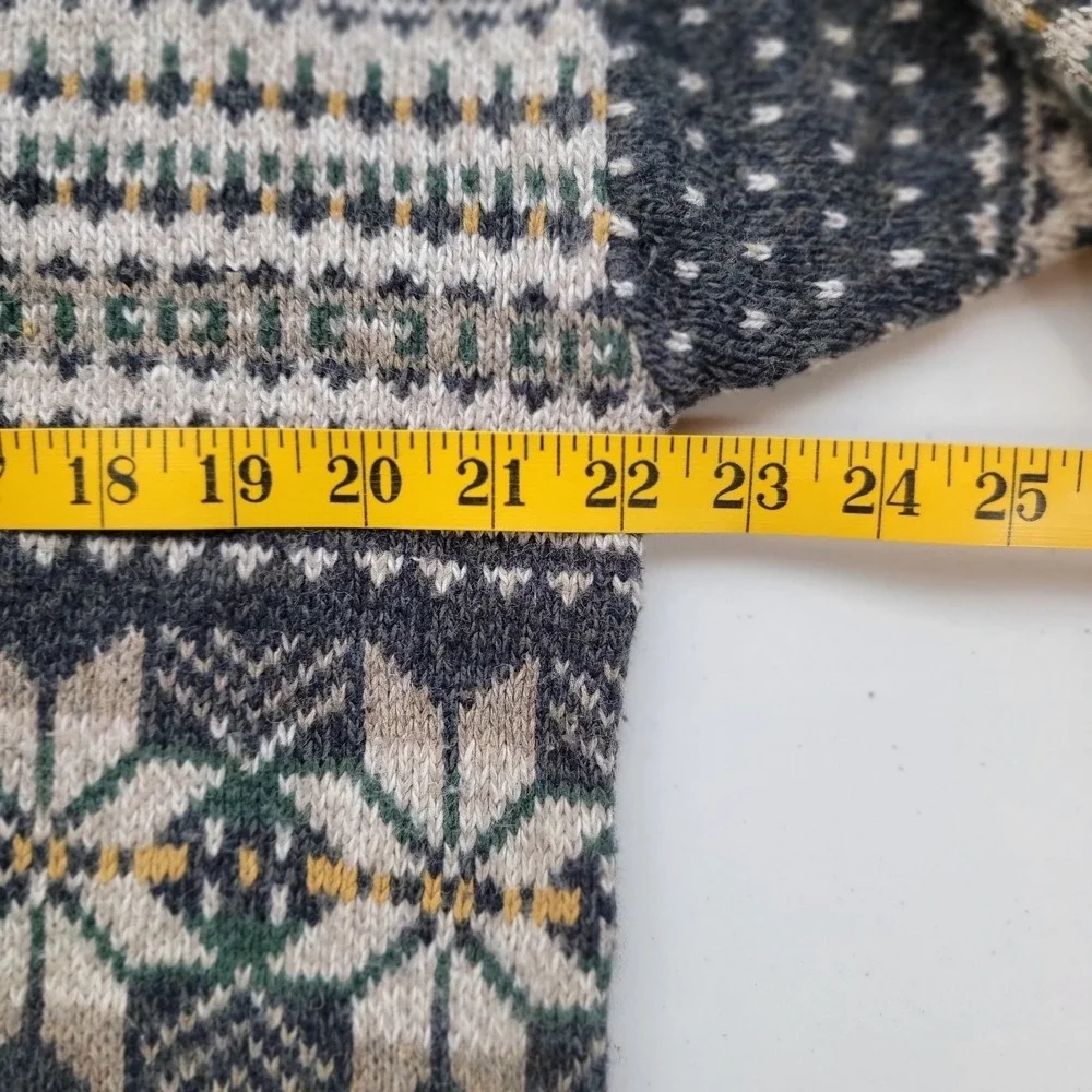 Northwest Territory Fair Isle Sweater Mens Large Navy Blue Wool Blend Vintage